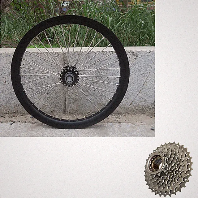20" Bicycle Rear Spoke Wheel Double Layer Alum Alloy 520g w/ 9 Speed Freewheel