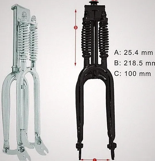 20" Classic Dual Spring Fork 1" Threadless Bicycle Cruiser Fork with Brake Mount