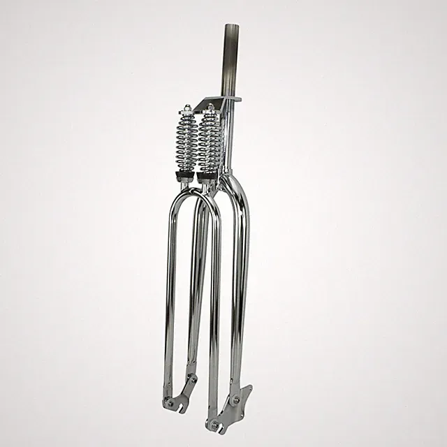 26" Dual Spring Disc Option ROUND Fork 1" Threaded Bicycle Cruiser Fork CHROME