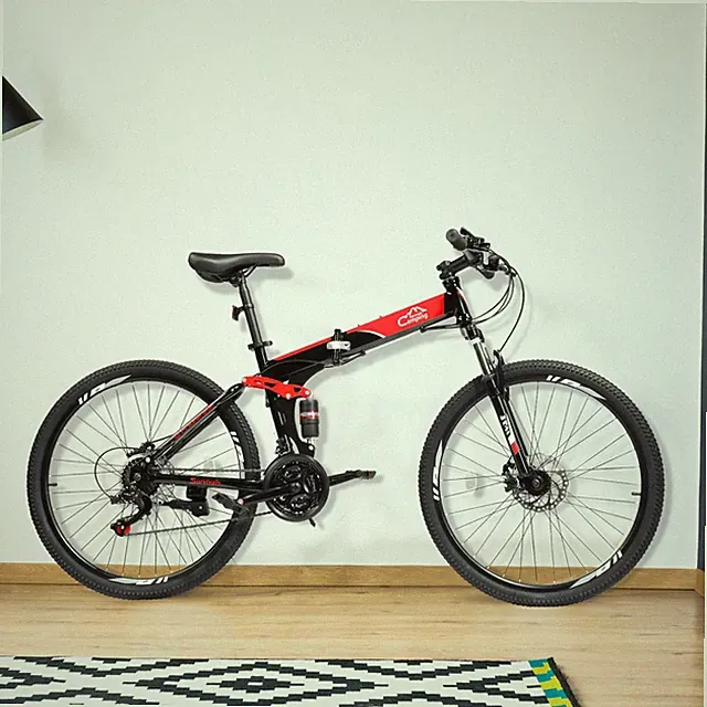 26 Inch Adult Folding Mountain Bicycles with Full Suspension Dual Disc Brake