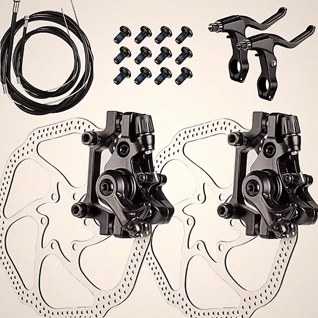 Bike Disc Brake Kit - 2 Pcs 160mm Rotors Calipers & Levers