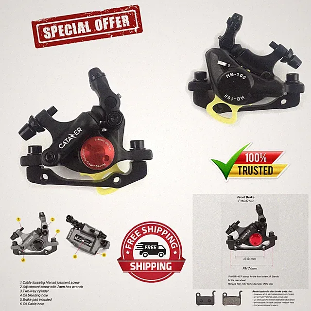 Lightweight Dual Piston Hydraulic Disc Brake Caliper for Road & Folding Bikes