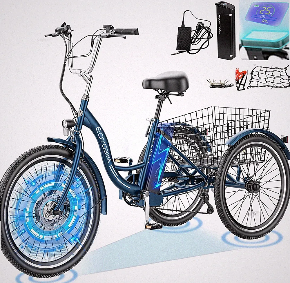 NAIZEA 26 Inch 7-Speed 3 Wheel Electric Bike 350W (Peak 700W) Electric Tricycle