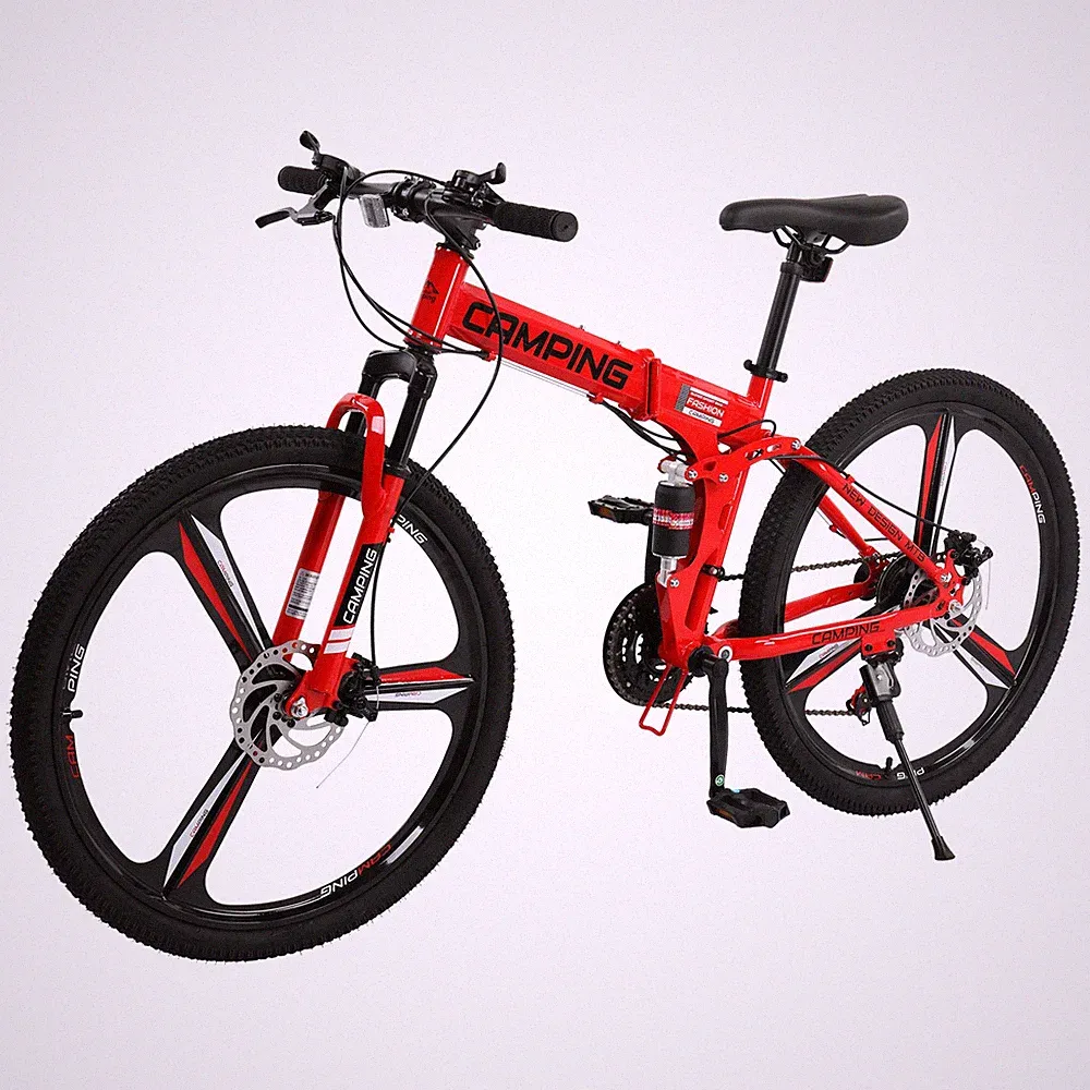 New 26" Foldable Mountain Bike 21 Speed Men Bikes MTB Bicycle Dual Disc Brake